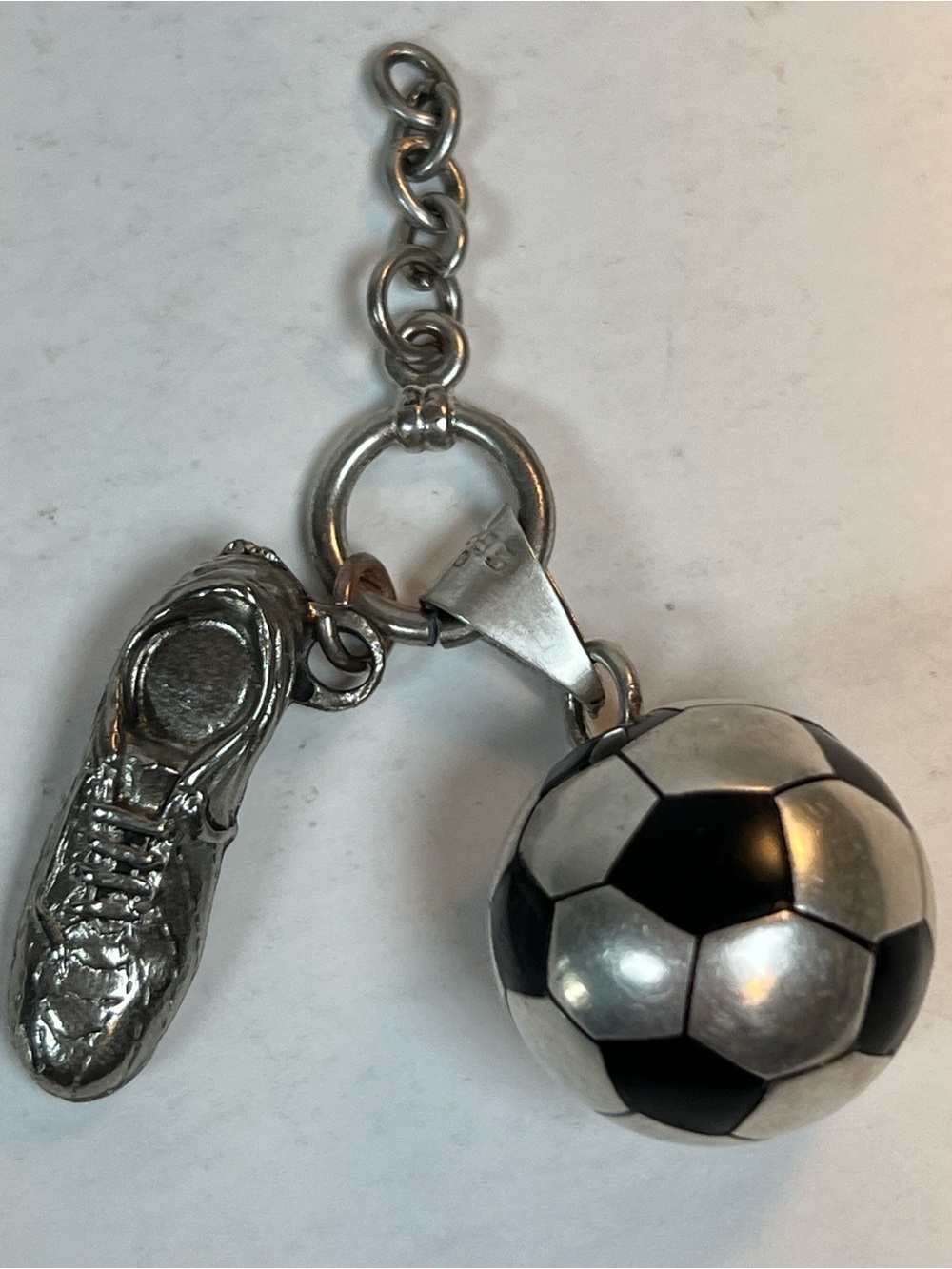 Tiffany & Co. Silver and Black Soccer Ball & Cleat Keychain Charm